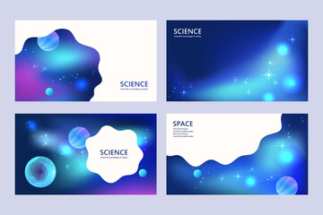 Set of cards with abstract gradient. space explore. cartoon vector illustration