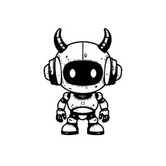Cartoon Robot with Horns: A Whimsical Fusion of Technology and Fantasy