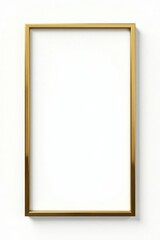 Fototapeta premium Sleek gold frame, minimalist design, isolated on white , retro, luxury, frame