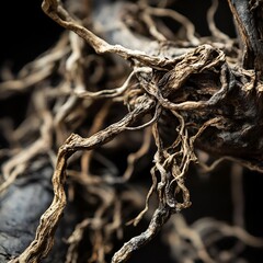 In this macro perspective, we delve into the intricate world of dried roots, unveiling their textural tapestry The image showcases the rustic charm and earthy elegance inherent in natural .
