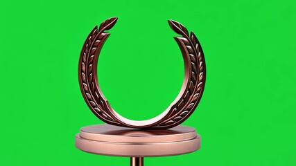 Elegant decorative trophy with laurel leaves on green background for award celebration and achievements - Powered by Adobe
