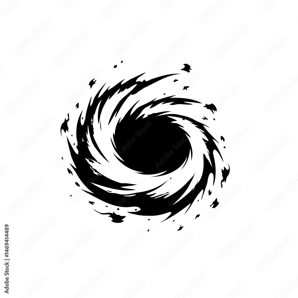 Poster dynamic swirling vortex illustration capturing movement and abstract form