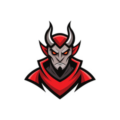 Flat and Minimal devil logo vector illustration isolated on white background