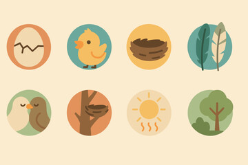 Nature and wildlife icons set – flat, filled, environment and ecosystem graphics