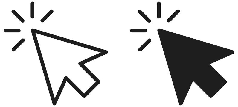 Mouse Click Cursor Icon - Outline and Solid Styles