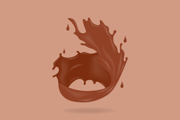 Chocolate Splash – Curved Cocoa Liquid Swirl on Brown Background