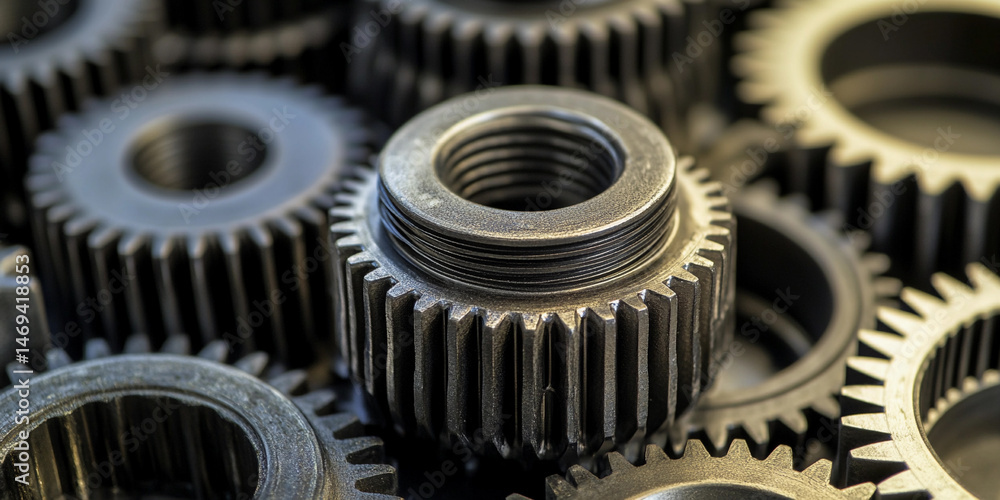 Fototapete gears arranged in an industrial background setting generative ai