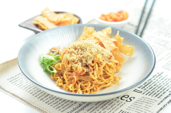 Indonesian Fried Noodles dish, mie goreng, cooked with spicy spices and a unique taste.