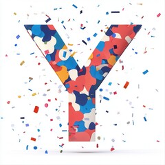 Obraz premium Colorful letter Y with confetti