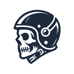 Skull Wearing Motorcycle Helmet