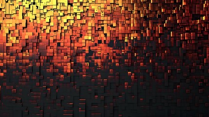 Feurig leuchtende W&uuml;rfel in gold-rotem Verlauf &ndash; dynamische 3D-Optik  
