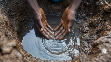Precious Water in Hands - A Simple Act of Survival