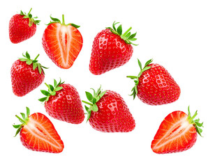 Fresh Ripe Strawberries Isolated Cutout Healthy Fruit Dessert Ingredients Transparent PNG