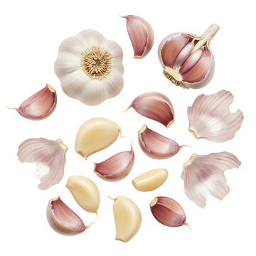 Whole and peeled garlic cloves with skins
