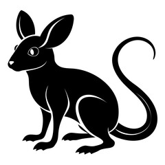 Black jerboa animal icon vector art isolated on transparent background