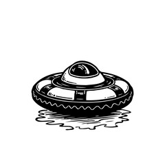 Whimsical Sketch of a Flying Saucer: A Retro Sci-Fi Exploration Concept Art