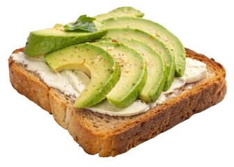  Avocado toast isolated on a transparent background.