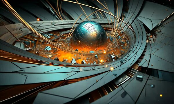 Abstract Background with ball and metal texture twists, representing running data