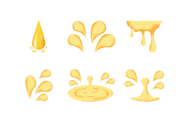 Honey Drop and Splash Collection. Yellow Liquid Splash