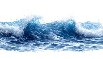 Obraz premium Powerful ocean waves crashing against each other in a vibrant blue landscape.