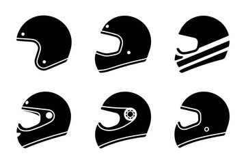 Motorcycle helmet vector set safety gear collection