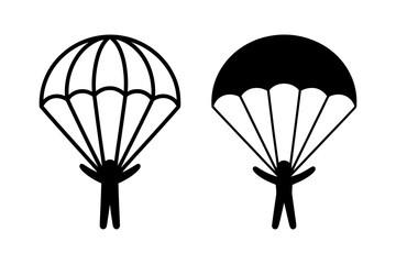 Parachuting skydiver silhouette vector illustration