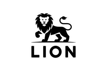 Majestic black lion logo design vector illustration