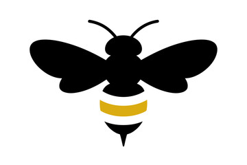 Simple black and yellow bee vector graphic design
