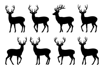 Deer silhouettes vector art wild animal design