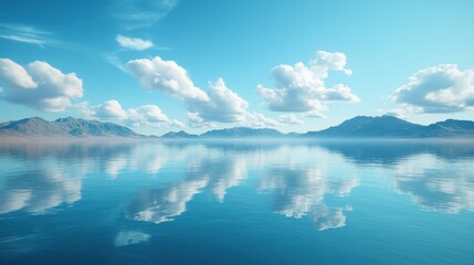 Fototapeta premium Large body of water with mountains in the background
