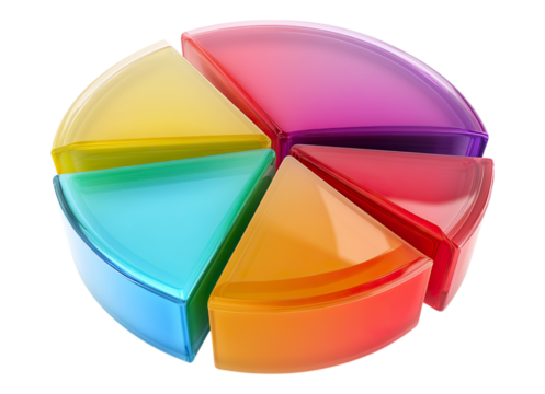 Colorful translucent 3d pie chart