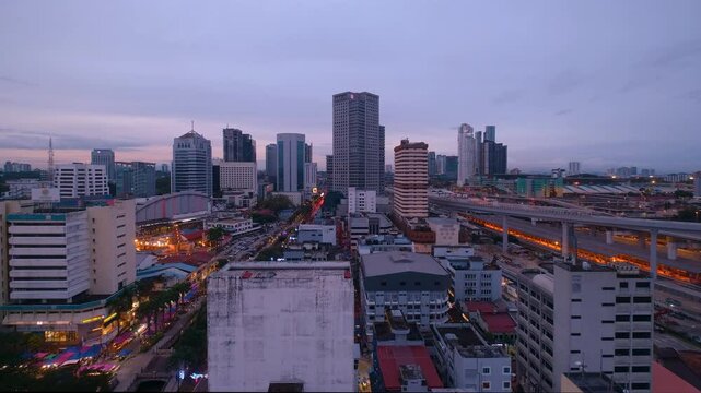 Twilight of Johor Bahru cityscape. 4K resolution quality time-lapse shot.	