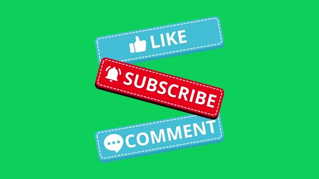 Like comment subscribe in a blue box on a green screen for online content engagement. 4K social Media end video template - Powered by Adobe