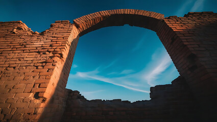 El cielo a través de un trozo roto de la pared