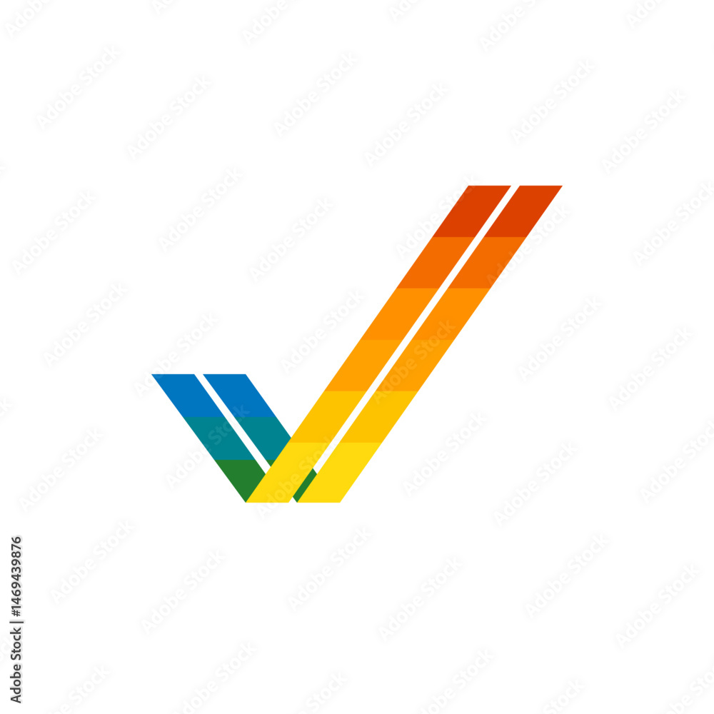 Poster abstract v shape formed by two gradient lines angled upwards with a white background in the composit