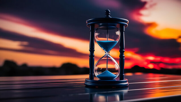 Reloj de arena en el atardecer