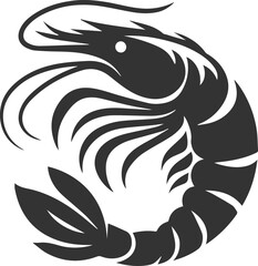 Vector silhouette of a shrimp 