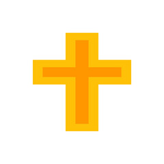 Illustration of a golden cross with a lighter orange inner layer on a white background design element