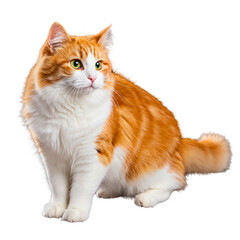 Obraz premium Ginger and white cat isolated on transparent background