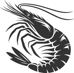 Vector silhouette of a shrimp 