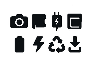 Collection of technology icons for energy and recycling themes