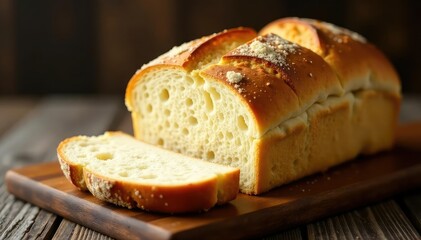 Artisanal bread loaf, crusty exterior, soft interior, carbs, gluten, ingredient