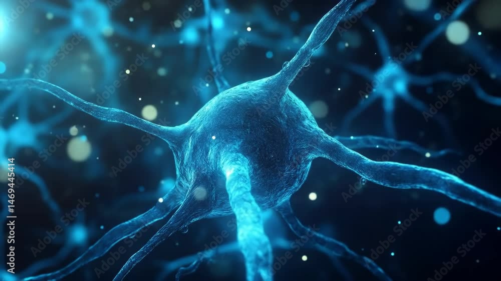 Poster neuron cell network illustration. neural network structure for science and technology presentations.