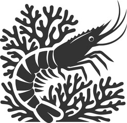 Vector silhouette of a shrimp 