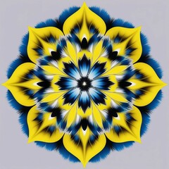 Stunning Yellow and Blue Floral Mandala