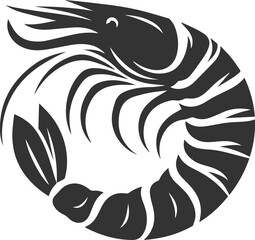 Vector silhouette of a shrimp 