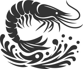 Vector silhouette of a shrimp 