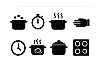 Obraz premium Cooking solid icons set – filled, culinary, kitchen essentials for chefs
