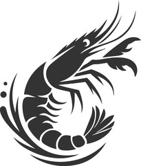 Vector silhouette of a shrimp 
