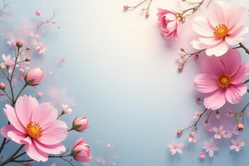 Naklejka premium Delicate floral design, pastel hues, elegant backdrop, spring, post, repeat